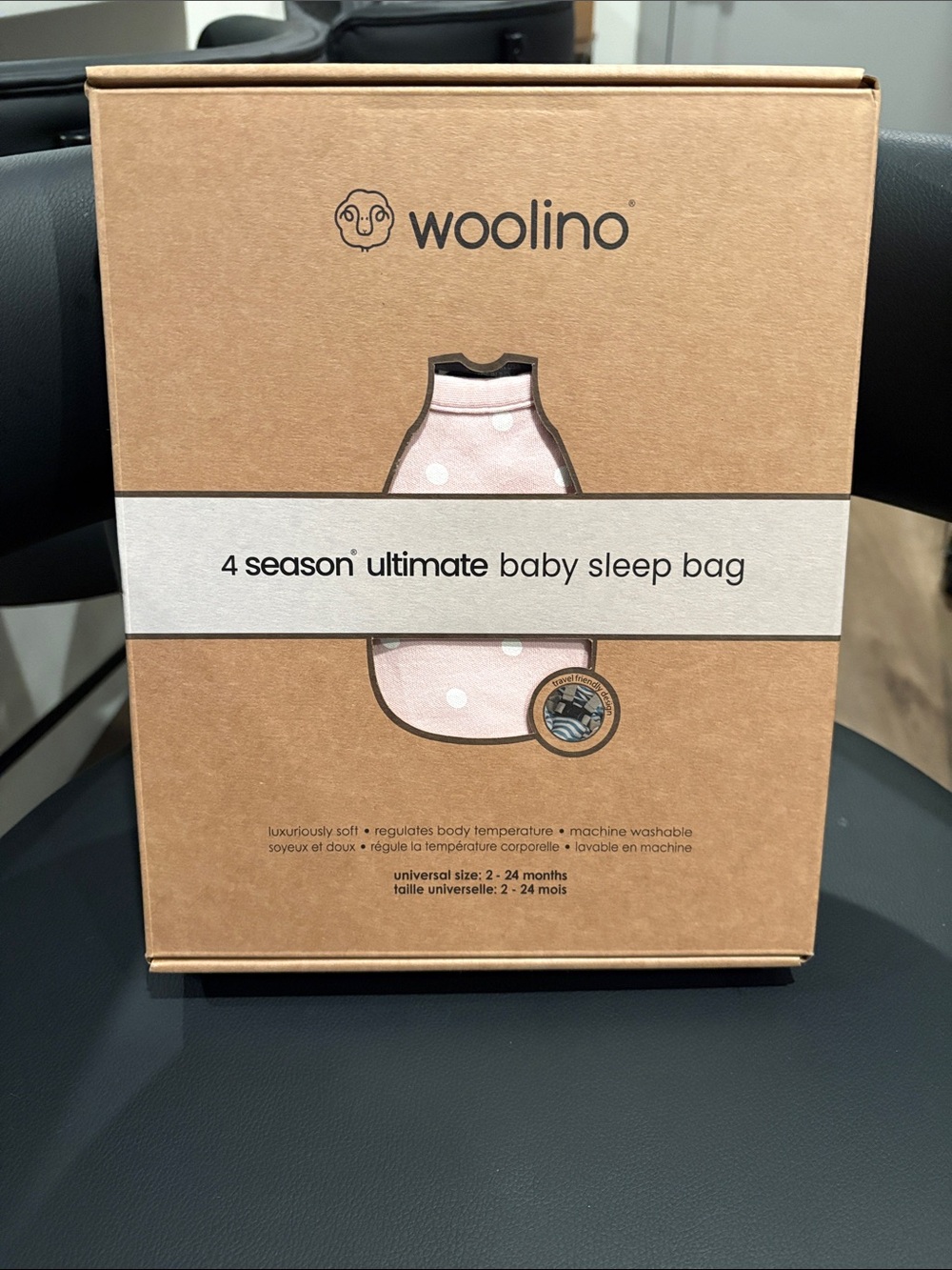 Woolino Pink Polka Dot 4-Season Baby Sleep Bag